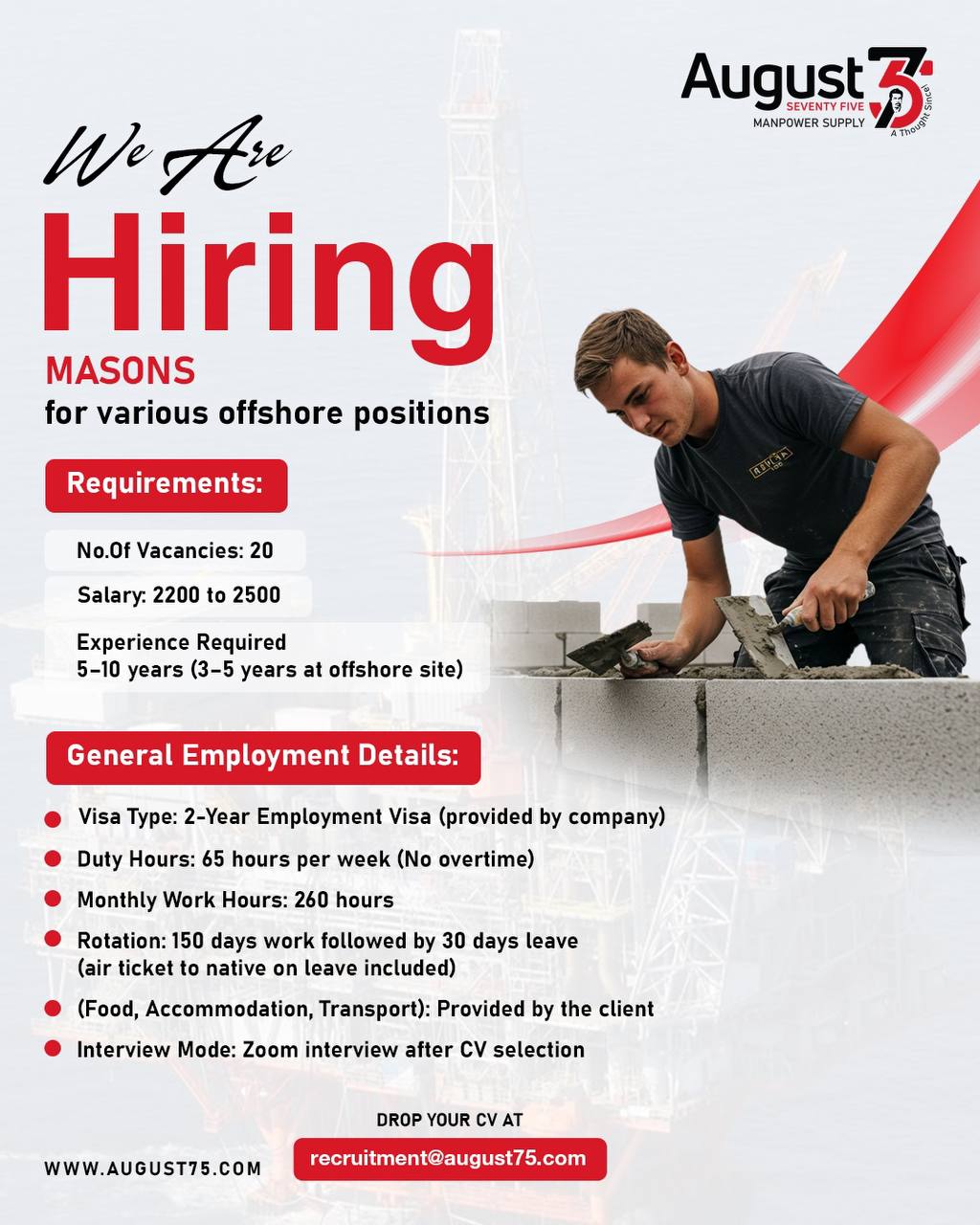 Hiring Offshore Mason Job UAE